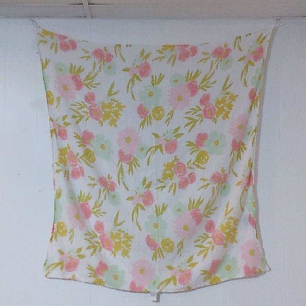 Cloud Island Floral Swaddle Blanket White Pink Green Flowers